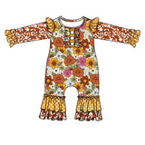 Long sleeves floral baby girls fall romper