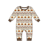 Long sleeves turkey pumpkin baby boy Thanksgiving romper