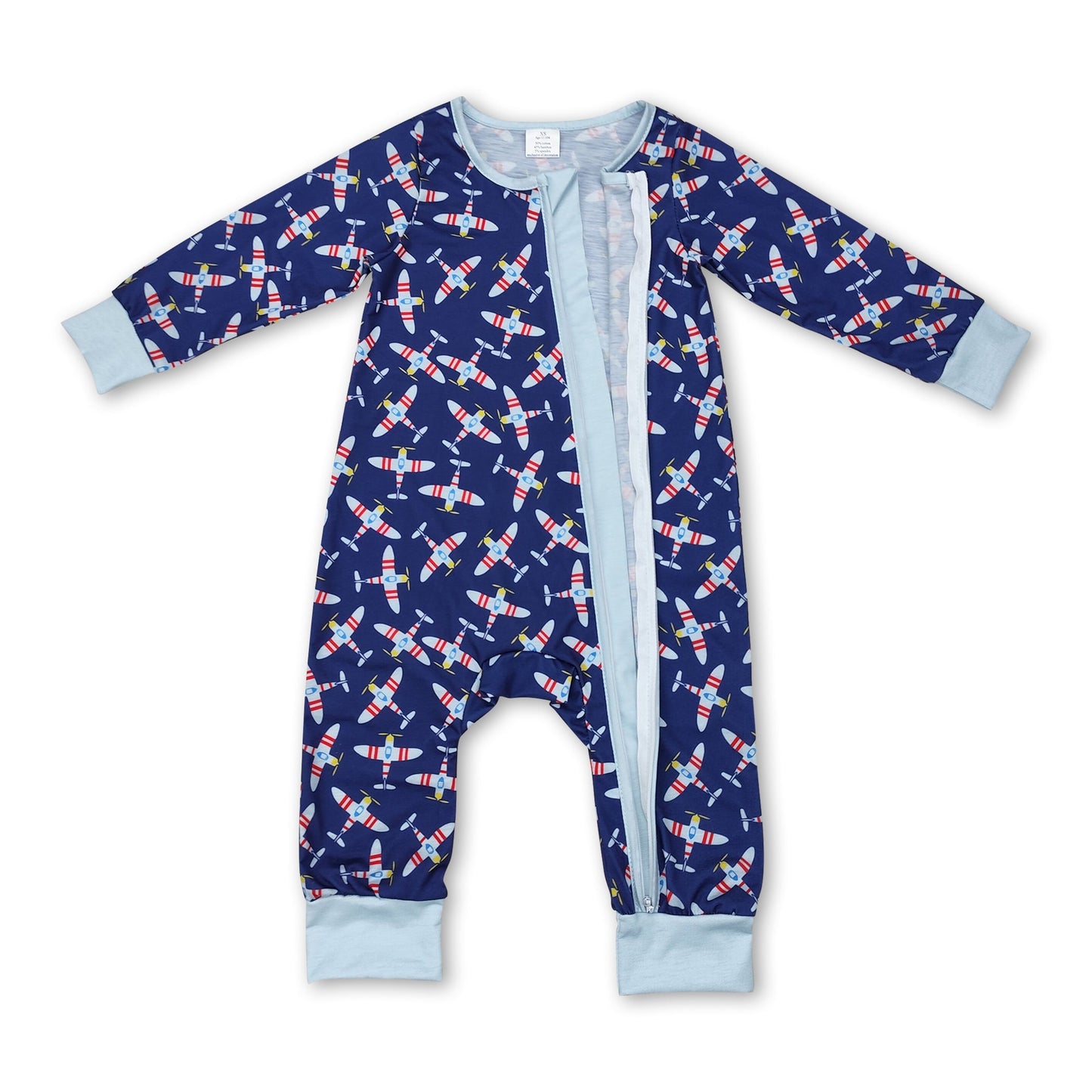 Long sleeves air plane baby boy romper