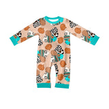 Long sleeves leopard turkey pumpkin baby Thanksgiving romper