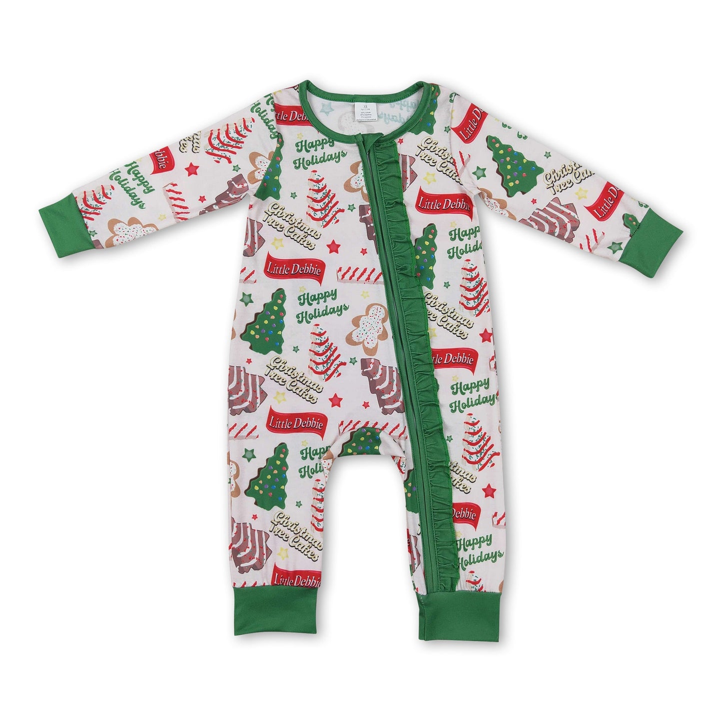 Christmas tree cake gingerbread baby girls zipper romper