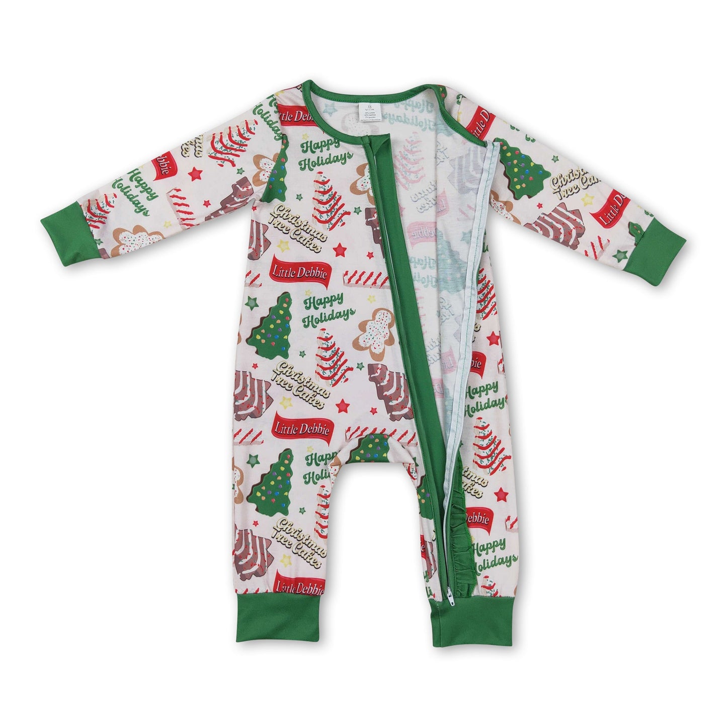 Christmas tree cake gingerbread baby girls zipper romper