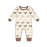 Long sleeves horse baby boy romper