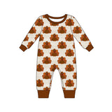 Long sleeves turkey baby Thanksgiving zipper romper