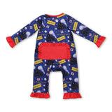 Train believe baby girls Christmas zipper romper