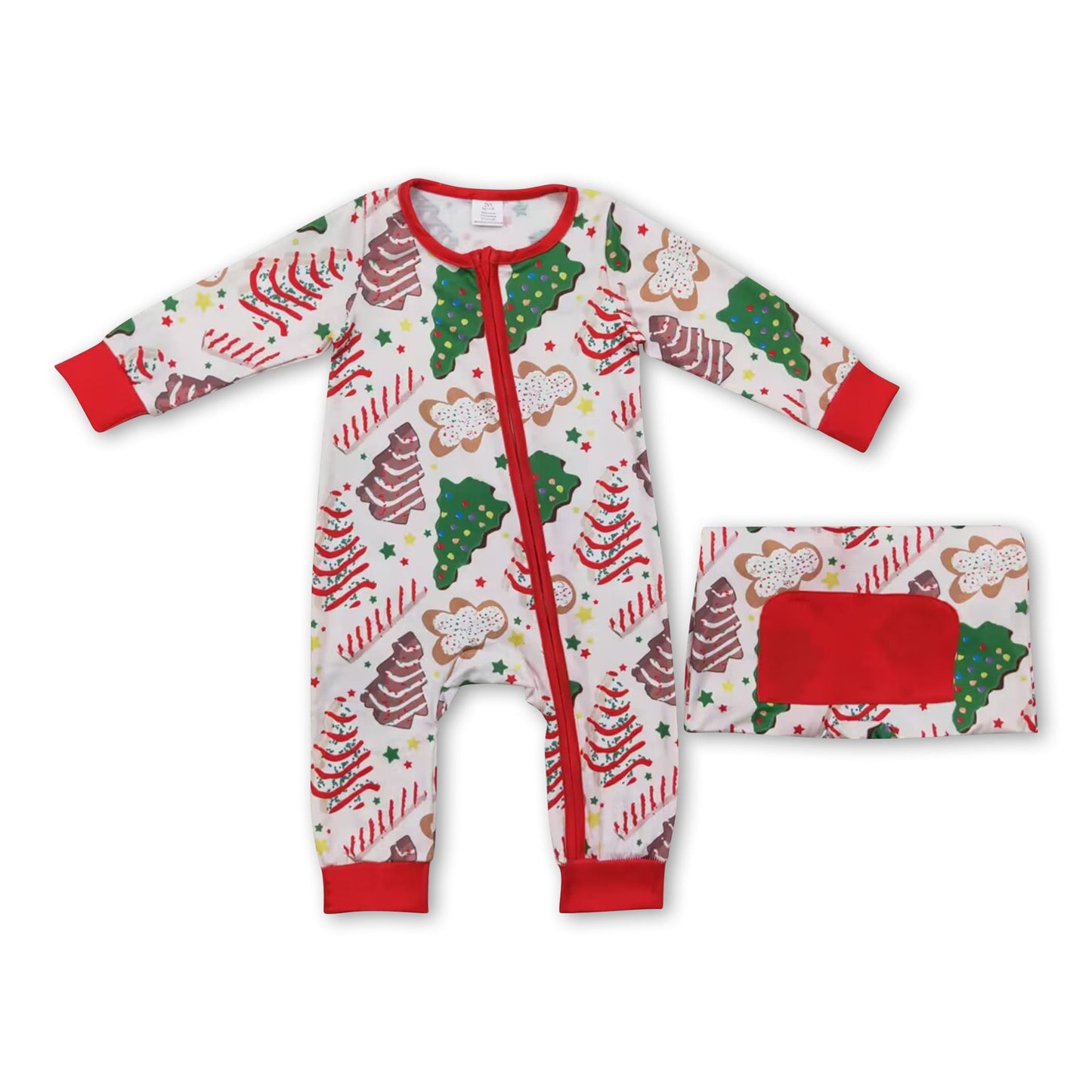 Christmas tree cake gingerbread baby boy bamboo zipper romper