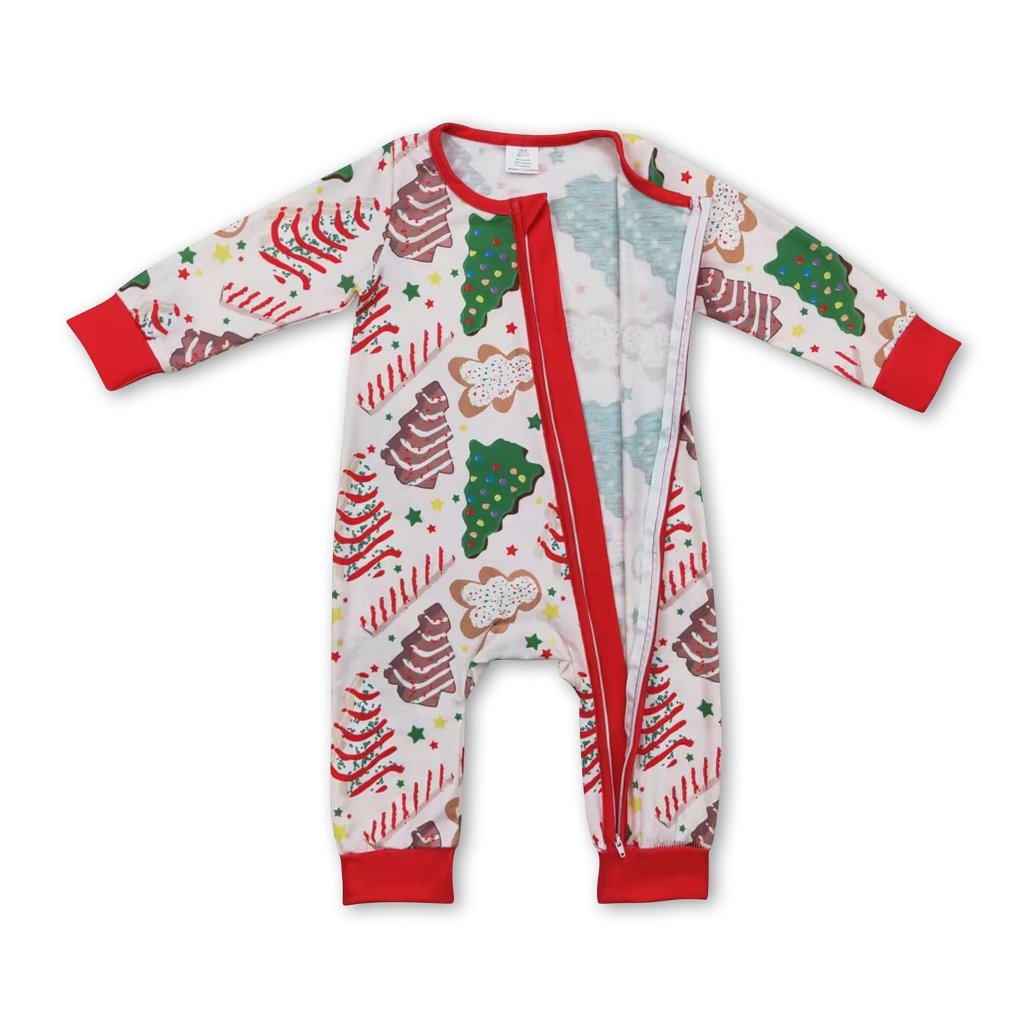 Christmas tree cake gingerbread baby boy bamboo zipper romper