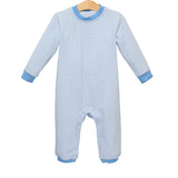 Blue plaid long sleeves baby kids romper