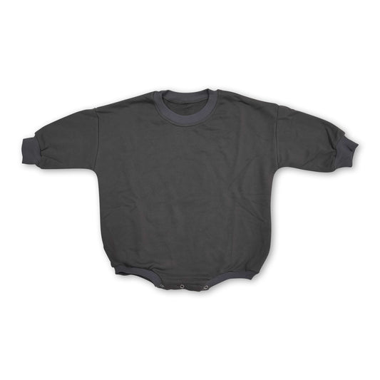 Dark grey cotton long sleeves baby kids sweat romper