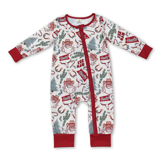 Santa cactus Christmas tree baby boys zipper romper