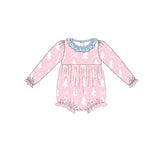 Pink Christmas tree ruffle baby girls Christmas romper