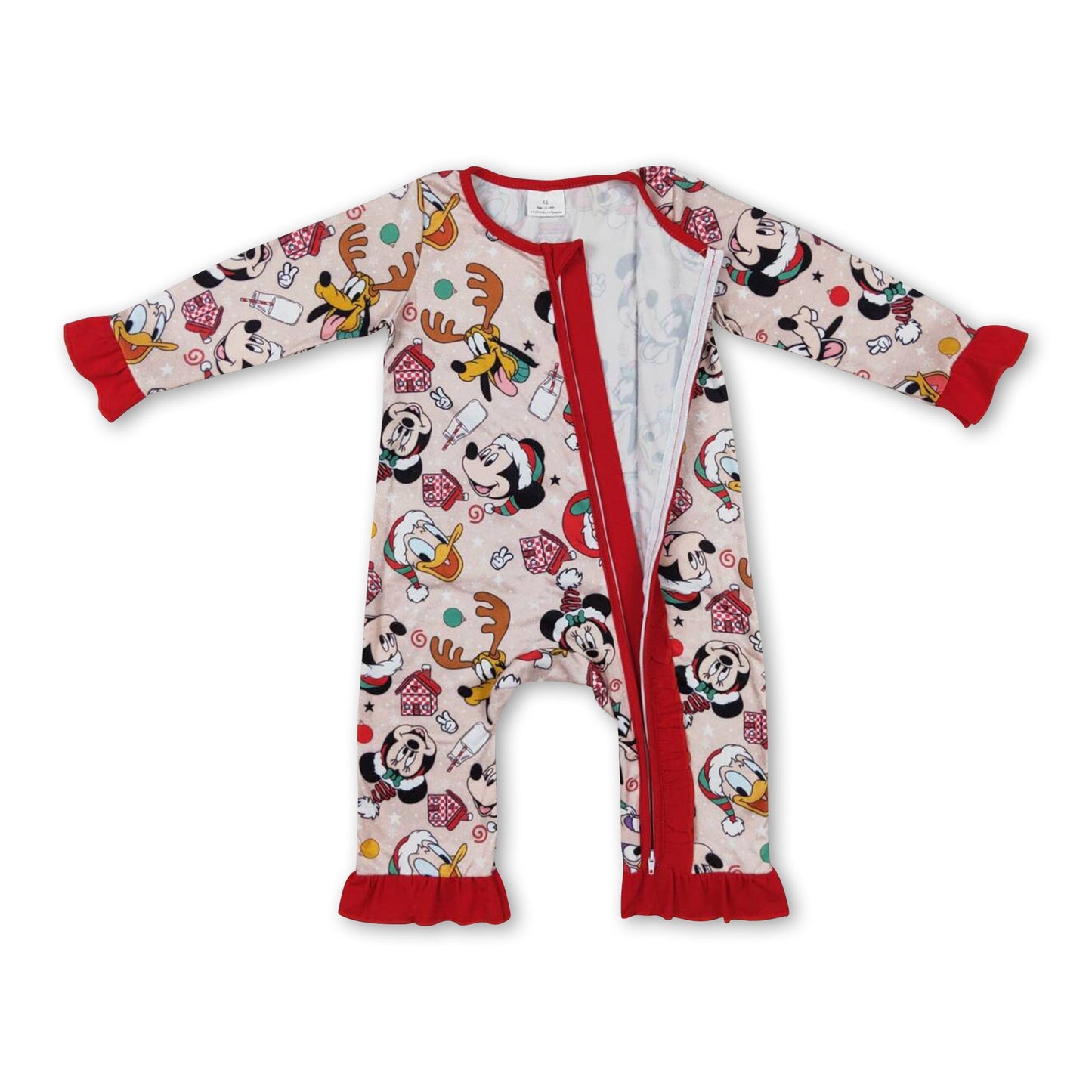 Duck mouse deer baby girls Christmas zipper romper