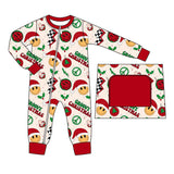 Christmas hat smile baby boys Christmas zipper romper