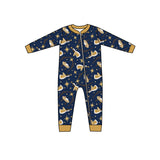 Holly night nativity baby boy Christmas zipper romper