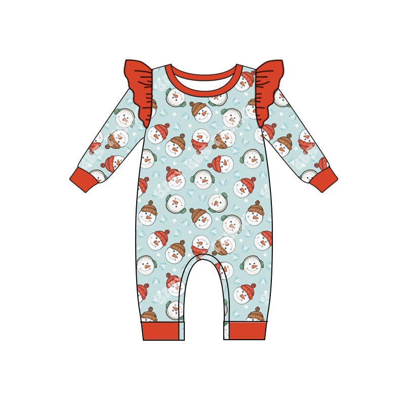Long sleeves snowman baby girl Christmas romper