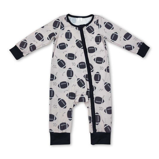 Long sleeves football baby kids bamboo zipper romper