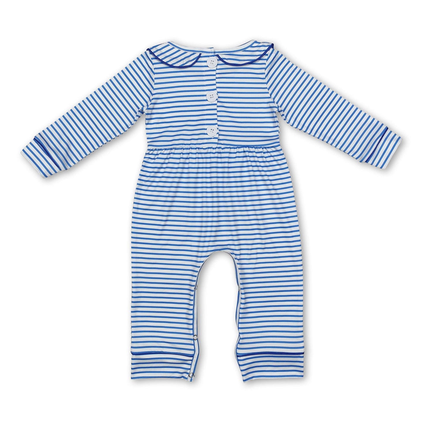 Blue stripe long sleeves dog baby boys romper