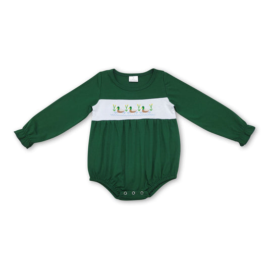 Green long sleeves duck baby boy girl hunting romper