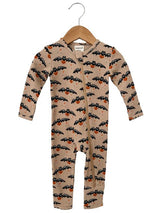 Khaki pumpkin bat baby Halloween zipper romper
