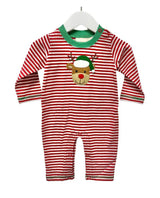 Red stripe deer baby boy Christmas romper
