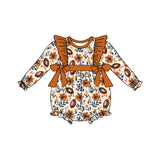 Long sleeves floral football baby girls fall romper