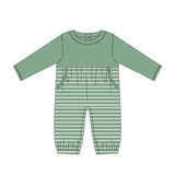 Long sleeves stripe pocket baby boy romper
