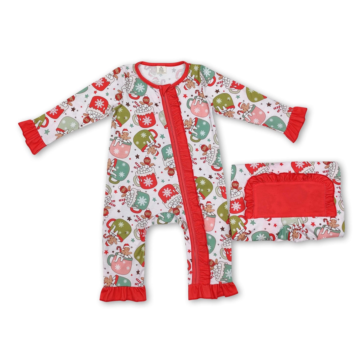 gingerbread baby girls Christmas bamboo zipper romper