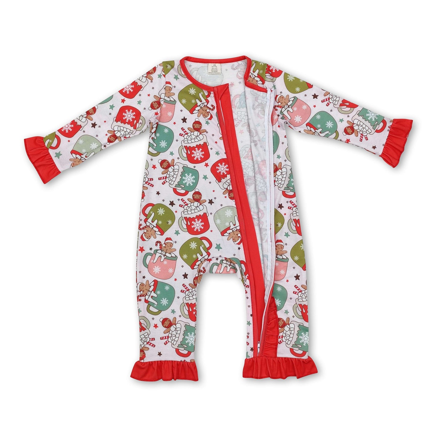 gingerbread baby girls Christmas bamboo zipper romper