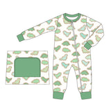 Long sleeves green dinosaur baby boys zipper romper
