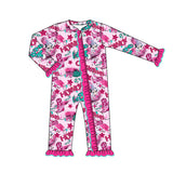 Ruffle boots candy cane baby girls Christmas zipper romper