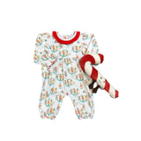 Red ruffle ballet king baby girls Christmas romper