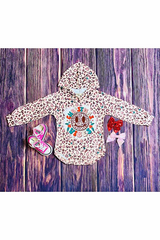 Leopard Christmas vibes smile baby girls hooded romper