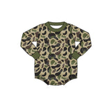 Green long sleeves camo baby boy romper