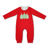 Red long sleeves Christmas tree baby boys romper