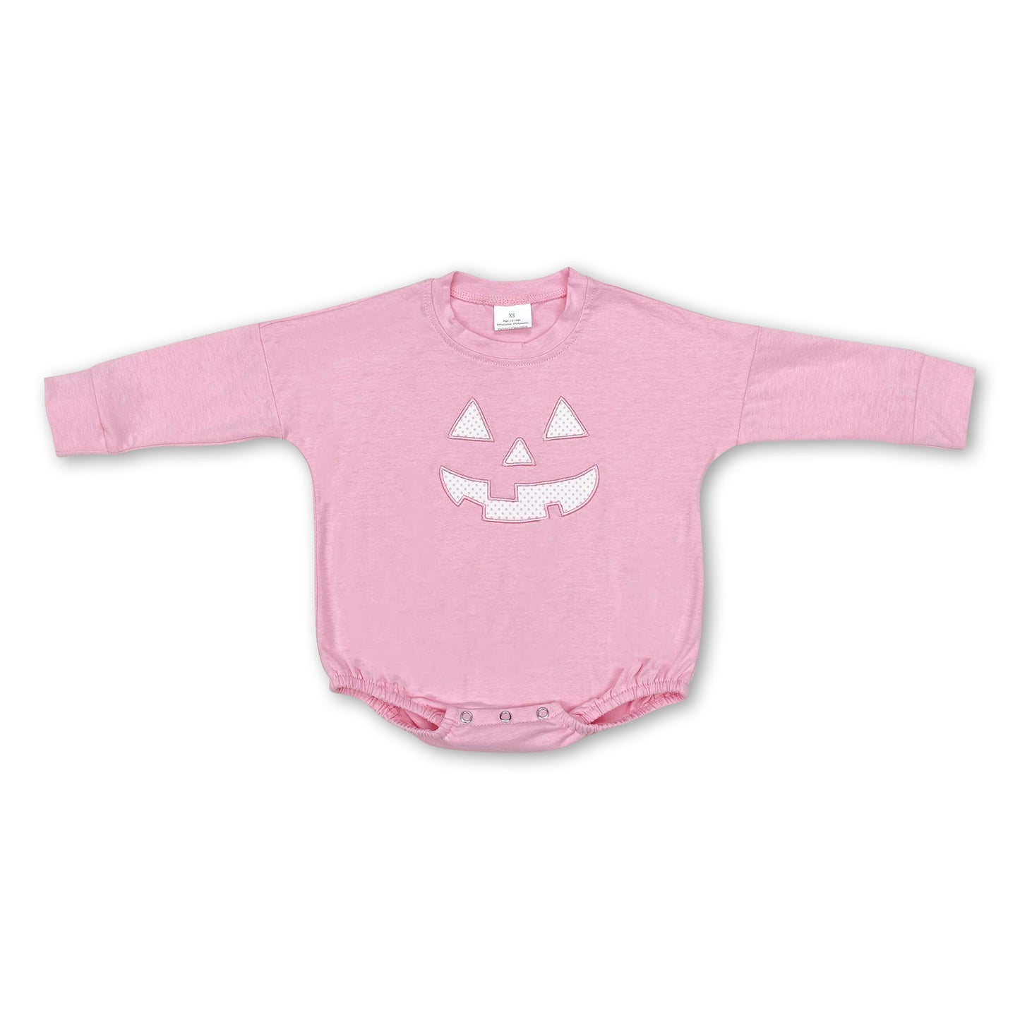 Pink long sleeves pumpkin baby girls Halloween romper