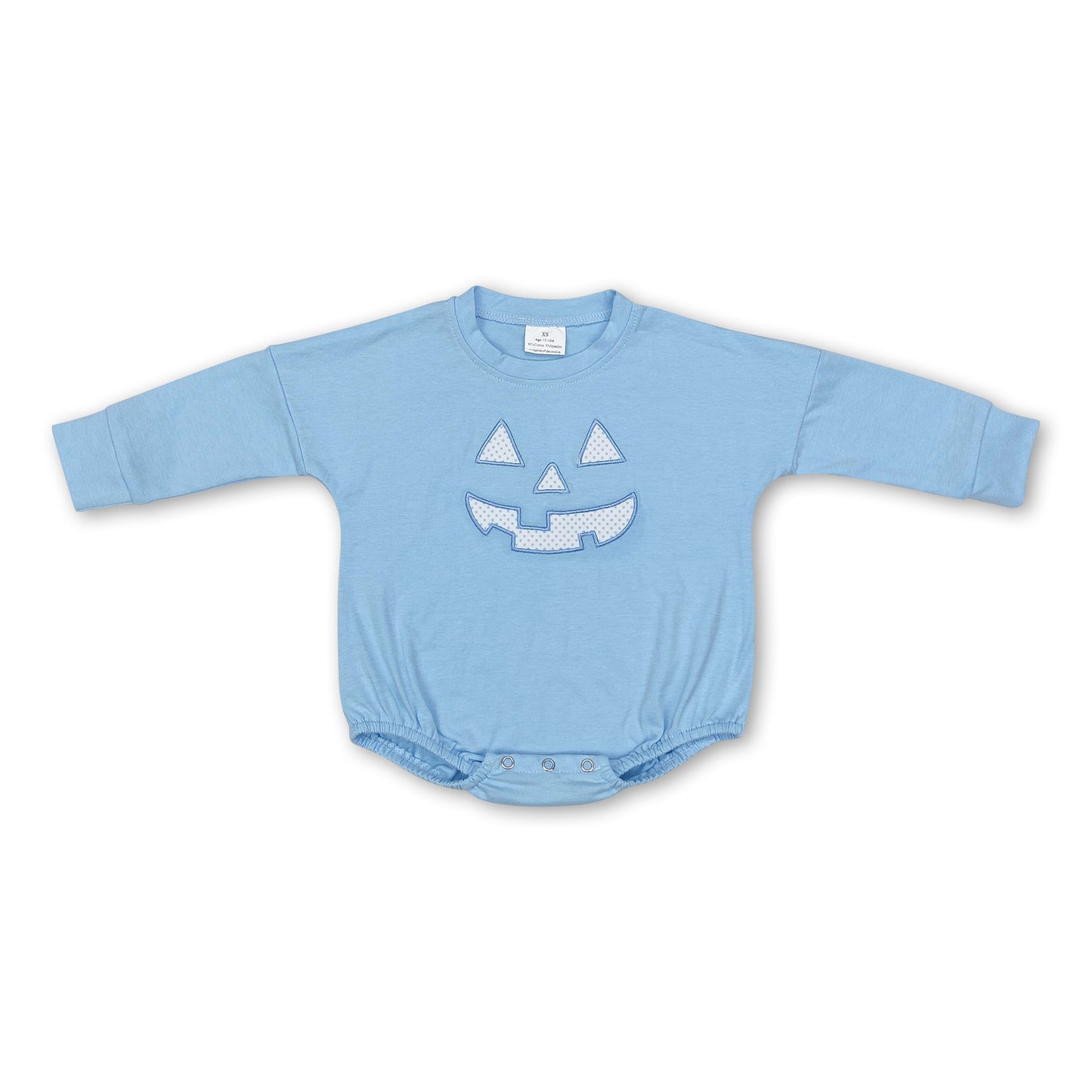 Light blue pumpkin baby boy Halloween romper