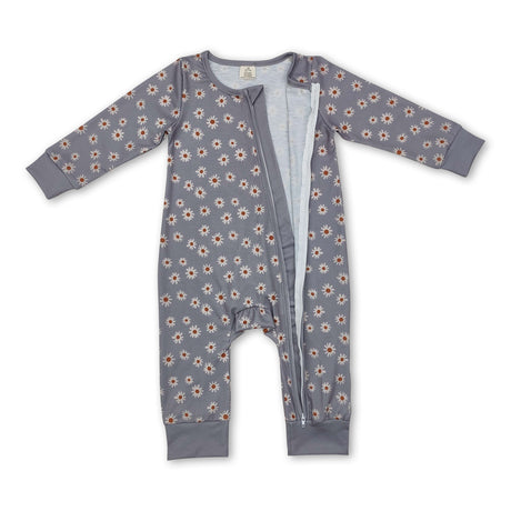 Long sleeves daisy baby girls zipper sleeper