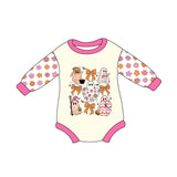 Pink flower long sleeves ghost baby Halloween romper