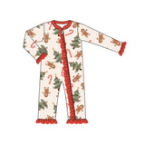 Christmas tree candy cane gingerbread baby zipper romper