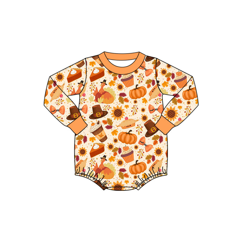 Pumpkin pie turkey baby boy Thanksgiving romper