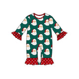 Stripe long sleeves santa baby girl Christmas romper