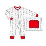 Long sleeves Christmas tree gift boy zipper romper