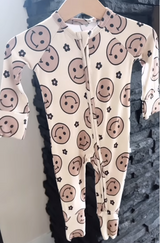 Long sleeves smile floral baby kids zipper sleeper