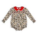 Long sleeves leopard heart baby girls valentine's day romper