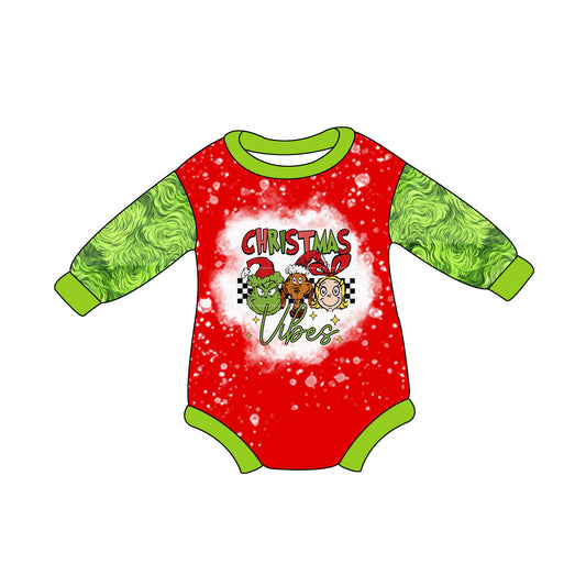 Christmas vibe green face baby kids romper