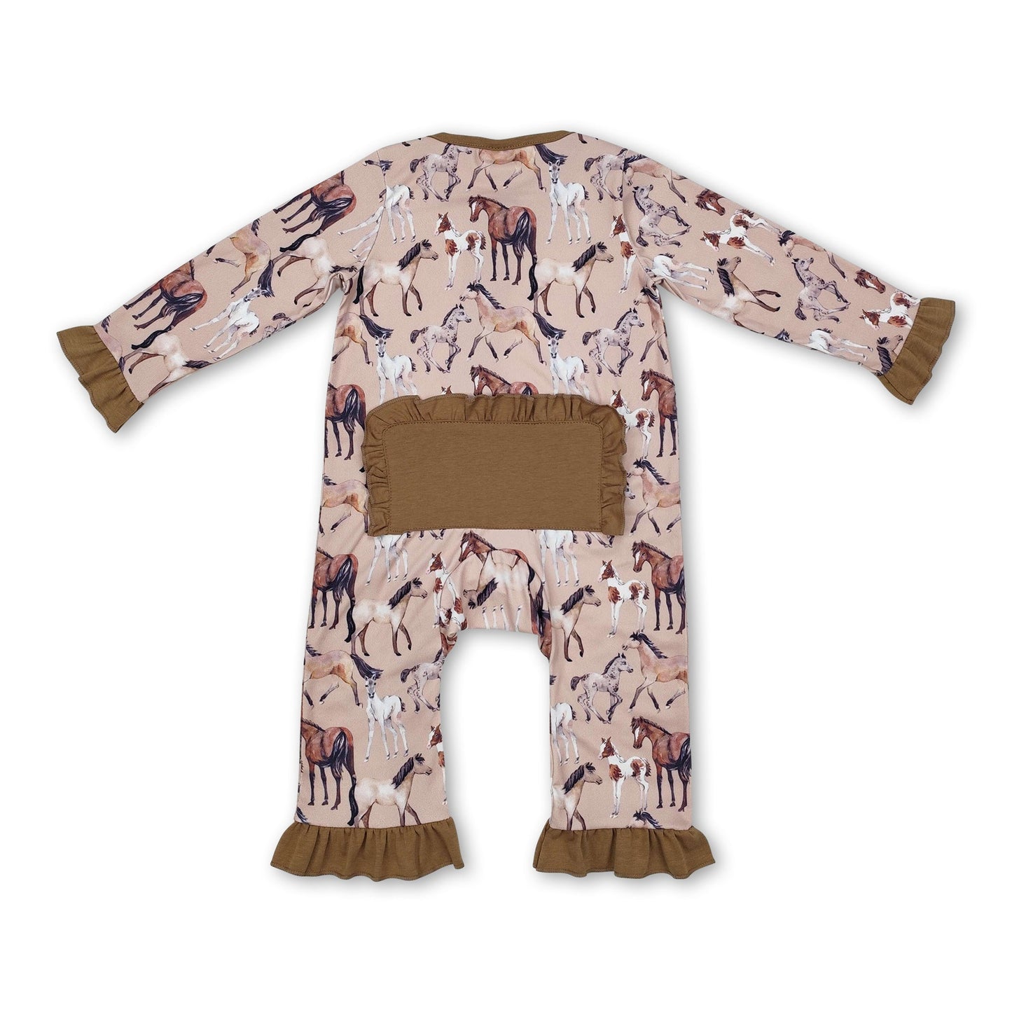 Long sleeves horse western kids girls zipper romper