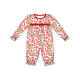 Candy cane house long sleeves girls Christmas romper