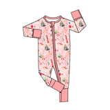 Christmas tree candy cane ballet baby girls zipper romper