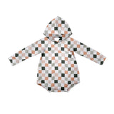 Long sleeves plaid baby kids hooded romper