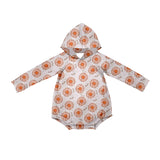 Long sleeves flower baby girls hooded romper
